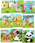 YULEEE Toddler Puzzles for Kids 3-8 Years Old, 9 Pieces Wooden Jigsaw Puzzles with Animals, Preschool Educational Learning Toys for Toddlers (9 Pack)