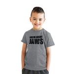 Crazy Dog T-Shirts Youth Ask Me About Jaws Cool Movie Flip Shirt for Kids (Heather Grey) - M