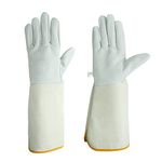 Luwint Leather Long Garden Gloves, Thorn Proof Rose Pruning Elbow Length Gardening Gloves for Men and Women, 1 Pair (L)