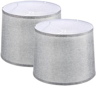 PATIKIL Lamp shades for Table Lamps Set of 2, 11.4" Top x 12.6" Bottom x 9.8" High Drum Lamp shades for Floor Lamps Medium Linen Lampshade Easy Assembly for Lamp Replacement, Gray