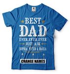 Custom Dad T-Shirt Customizable Father Shirt Change Names Father's Day Shirt - Blue - XXXXL