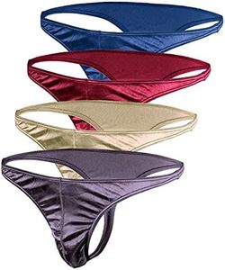 Barbra Lingerie Satin Mens Thongs Underwear Panties Silky Sexy Man G String Thong Undie Multi Pack (Medium, Fire)