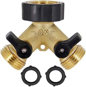 Lifynste 2 Way Brass Hose Splitter, 3/4" Brass Hose Connectors, Y Connector Garden Hose Adapter Connector, 1 Pack