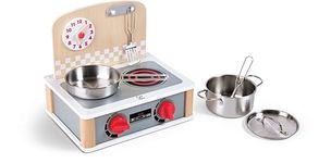 Hape 2-in-1 Kitchen & Grill Set | Pretend Play Realistic Role Play Cooking Toy Playset for Kids