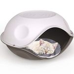 CAT CENTRE Grey Outdoor Strong Plastic Pet Dog Cat Feline Canine Bed House Kennel Crate Basket Enclosure Furniture Play Sleep Pen Weatherproof Comfortable Durable Sturdy Safe