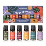 Folkulture Essential Oil Set for Diffuser, Set of 6 Organic Essential Oils for Diffusers for Home, Aromatherapy Diffuser Oil Scents - Patchouli, Jasmine, Rose, Apple Tree, Oud, Cedar - You're so Loved