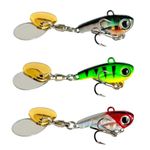 Gxamz Tail Spinner Hard Metal Lures VIB Fishing Baits Jigging Spoons with Treble Hook Kit Sinking Blade Bait for Bass Trout Freshwater (0.28oz(8g)-10#-3pc)