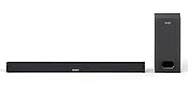 SHARP HT-SBW110 2.1 Soundbar, 180W Slim Wireless Bluetooth Soundbar with Wired Subwoofer for TV with HDMI ARC /CEC, Aux and Digital Optical-In, Wall Mount or Table Top Sound Bar - Black