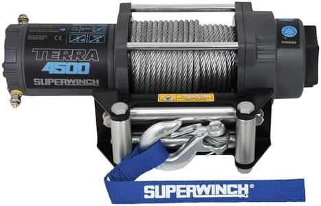 Superwinch 1145260 Terra 4500 Powersports Winch 12V DC 4500lb(2041.2kg) Single Line Pull UTV/ATV with Roller Fairlead 15/64in. X 50ft. Steel Wire Rope Handheld Remote Handlebar Switch