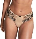 Panache Women's Envy Thong Panties, Sand/Black, 14