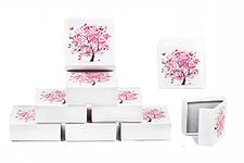 findout jewellery 8pcs carboard jewellery boxes, earring boxes, ring box, kraft boxes, jewelry packaging, Magnetic Closure tree flower Printed earrings boxes for jewelry gift, 6x6x2.3cm(pink tree)