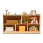 OOOK Montessori Shelf 5-Section Wooden Storage Cabinet, 2-Shelf Toy Organizers and Storage, Kids Classroom Organizer, Playroom, Daycare and Preschool Bookshelves