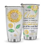 Jekeno Sunflower Tumblers Aunt Gifts, 20oz Stainless Steel Tumbler Gifts for Aunt from Niece, Travel Cup Insulated Coffee Mug for Aunt from Nephew, Birthday Christmas Women Gift Ideas for Aunt