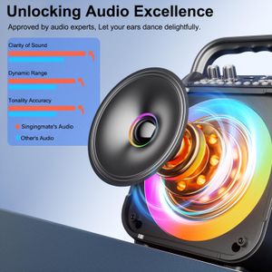 Karaoke Machine with 2 Wireless Microphones – Portable Bluetooth Speaker