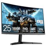 KOORUI 25 Inch Curved Gaming Monitor, FHD (1920 x 1080) 240Hz 1ms Display, 1500R Curve, AdaptiveSync, 90% DCI-P3, HDR10, HDMI 2.0/DP 1.4, VESA, G2511XC