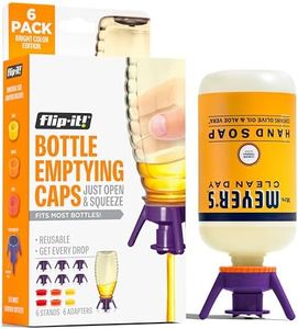 Flip-It! Bottle Emptying Kit – 6 Bottle Pack - No more wasted product - Fits most plastic bottles – 6 Base Caps, 6 Adapters – Bright Color Edition