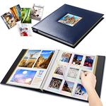 Self-Adhesive Photo Album, Leather Cover Self-Stick 60 Pages, Magnetic Scrapbook Family Albums for Christmas, Wedding, Birthday, Valentines Day Gifts Hold 3X5, 4X6, 5X7, 6X8, 8X10 Photos Book Blue