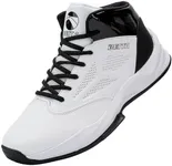 Beita High Upper Basketball Shoes for Men Sneakers Breathable Sports Shoes Anti Slip, White Black, 7