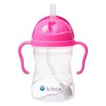 b.box Sippy Cup with Innovative Weighted Straw, Pink Pomegranate (Matte Lid)