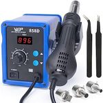 WEP 858D Hot Air Rework Soldering Station with Temperature Control, Adjustable Air Volume, Digital Display for SMD Soldering with 3 Extra Hot Air Nozzles