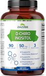 Zazzee D-Chiro-Inositol, 50 mg per Capsule, 90 Vegan Capsules, Ideal Dosage for 40:1 Ratio with Myo-Inositol, 3 Month Supply, 100% Vegetarian, Non-GMO