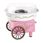 Nostalgia PCM306PK Vintage Hard and Sugar Free Countertop Original Cotton Candy Maker, Includes 2 Reusable Cones, Scoop – Pink