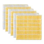 DII 100% Cotton, Machine Washable, Ultra Absorbant, Basic Everyday 12 x 12 Terry Kitchen Dish Cloths, Windowpane Design, Set of 6- Yellow