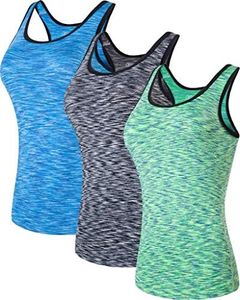 jeansian Women's Sport Slim Quick Dry Tank Top Vests Sleeveless T-Shirt SWT237, Swt241_packb: Blue + Black + Green, L