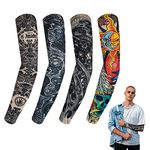 BBTO 4 Pieces Tattoo Sleeves for Men Fake Temporary Tattoo Sleeves Nylon Arm Tattoo Sleeves Arm Sunscreen Sleeves Stockings Woman Art Fancy Dress Party(Classic Style)