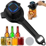 Electric Jar Opener, 2 in 1 Bottle Jar Openers for Arthritis Hands Weak Hands, Elderly, Auto-Adjusting Jar Opener with Rubber Gripper Pad, Effortless Kitchen Gadget (Black)