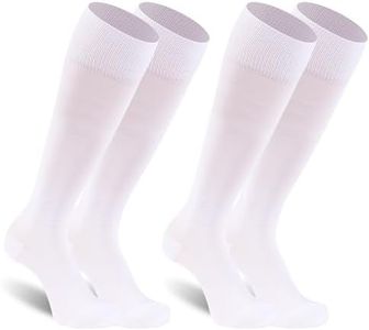 Dsource Soccer Socks, Unisex Sport Knee-High Socks Baseball Socks White Soccer Socks Youth Soccer Socks White 2 Pairs M