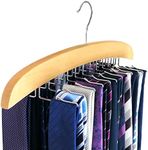 Hangerworld Single Wooden 24 Tie Hanger Organiser Rack, Natural