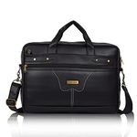 Veneer Men's 15.6 Inch Waterproof Synthetic Leather Computer Laptop Messenger Bag Briefcase Satchel Shoulder Bag (Black, Large)