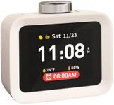 Dekala ChronoSense Alarm Clock for Bedroom Temperature Humidity, 7-Day Programmable 4 Alarms, 100dB Loud Gradual Alarm for Heavy Sleeper, Visual Timer Clock Radio，White Noise Sound Machine