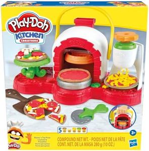 Play-Doh Kitchen Creations - Stamp n Top Pizza Oven Playset inc 5 Tubs of Dough - Kids Creative Toys - Ages 3+