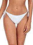 RELLECIGA Women's White Cheeky High Cut Bikini Bottom Side Tie Bikini Bottom Size XX-Large