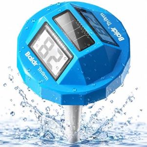 Solar Pool Thermometer,2nd-Gen Digital Thermometer Floating with Dual LCD | Upgrade IPX8 Waterproof Design,Dual Power & Anti-Fogging,47’’Rope Included,±1.8℉High Precision for Hot Tub Spa Pool