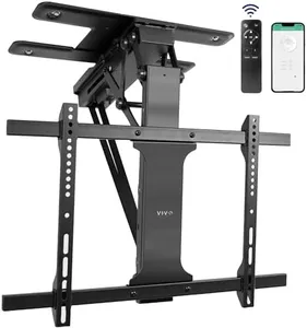 VIVO Electric Flip Down Swiveling Ceiling TV Mount for 32 to 70 inch Screens, Large Motorized Flat Ceiling VESA Mount, App and Voice Control, Black, MOUNT-E-FD70S