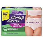 Always Discreet, Incontinence & Postpartum Underwear For Women, Maximum Protection, XX-Large, 22 Count ( Packaging May Vary )