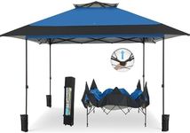 MFSTUDIO 13x13 1-Person Setup Pop Up Canopy Tent, Double-Tier Top Outdoor Instant Portable Shelter, Straight Legs, 169 sq.ft Large Sun Protection Shade, Blue