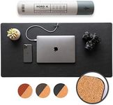 Nordik Cork Leather Desk Mat Cable Organiser (Pebble Black 89 X 43 cm) Premium Extended Mouse Mat for Home Office Accessories - Non-Slip Vegan Leather Desk Pad Protector & Desk Blotter Pad Mousepad