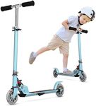 Maxmass Two Wheels Kick Scooter, Height Adjustable Kids Sport Scooters with Light-Up Wheels, Aluminum Folding Outdoor Scooter for Boys Girls, Weight Up to 70kg (Sky Blue)