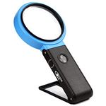 Vision AID 30X Hands-Free Magnifying Glass with 21 LED Lights for Coins Jewelry Crafts Hobby, 40X Handheld or Stand Up Magnifier for Reading Close Work