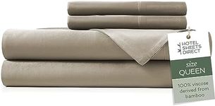 Hotel Sheets Direct 100% Viscose Derived from Bamboo Sheets Queen Size - Cooling Bed Sheets with 2 Pillowcases - Breathable, Moisture Wicking & Silky Soft Sheets Set- Tan