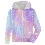 ACOCOPY Girls Hoodie Funny Galaxy Hooded Sweatshirt Long Sleeve Full Zip Jacket with Pockets Size 6-8