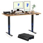 FLEXISPOT E6 MAX ONE PIECE Electric Standing Desk with USB Dual Motors 3 Stage Height Adjustable Sit Stand Up with Memory Smart Panel(Black Frame+120x60cm Maple Top)