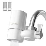 Vortopt Faucet Water Filter for Sink, Rapid Flow - 400 Gallons Faucet Mount Water Filtration System for Tap Water, NSF Certified Reduces Chlorine & Bad Taste with 2 Replacements, T1