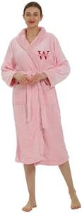 Personalized Plush Robe for Women and Men | His and Her Robes with Custom Name/Monogram | Super Soft Luxurious Spa Bathrobes - Pink - X-Large