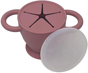 BraveJusticeKidsCo | Snack Attack II Snack Cup | Collapsible Silicone Snack Container | Toddler and Baby Snack Catcher Lid (Dusty Rose)