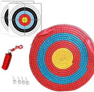 Traditional Hand-Made Straw Archery Target, 19.6*19.6 Target with Rope Handle Paper and Archery Accessory Tools for Home Outdoor Shooting Practice (1-Layer)